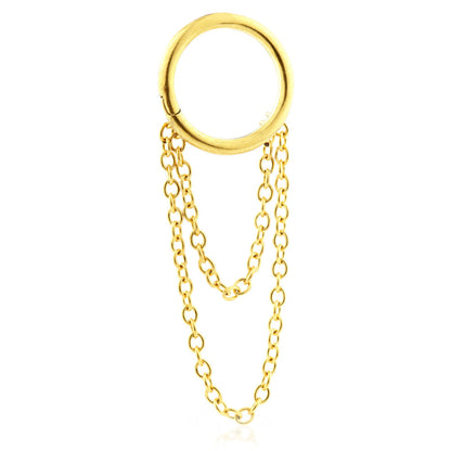 Gold PVD Steel Double Chain Hinged Ring