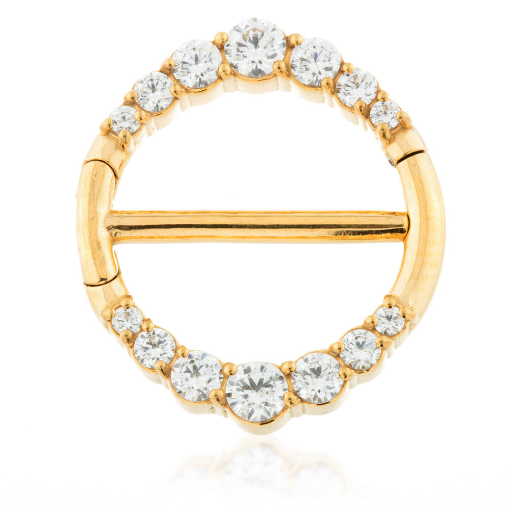 Gold Steel Graduated Jewelled Double Nipple Clicker