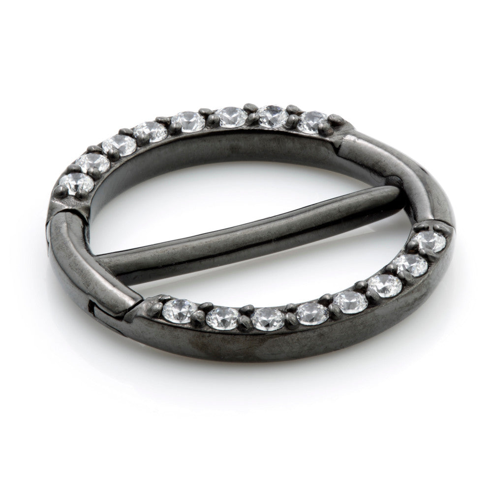 Gun Metal Steel Jewelled Double Nipple Clicker