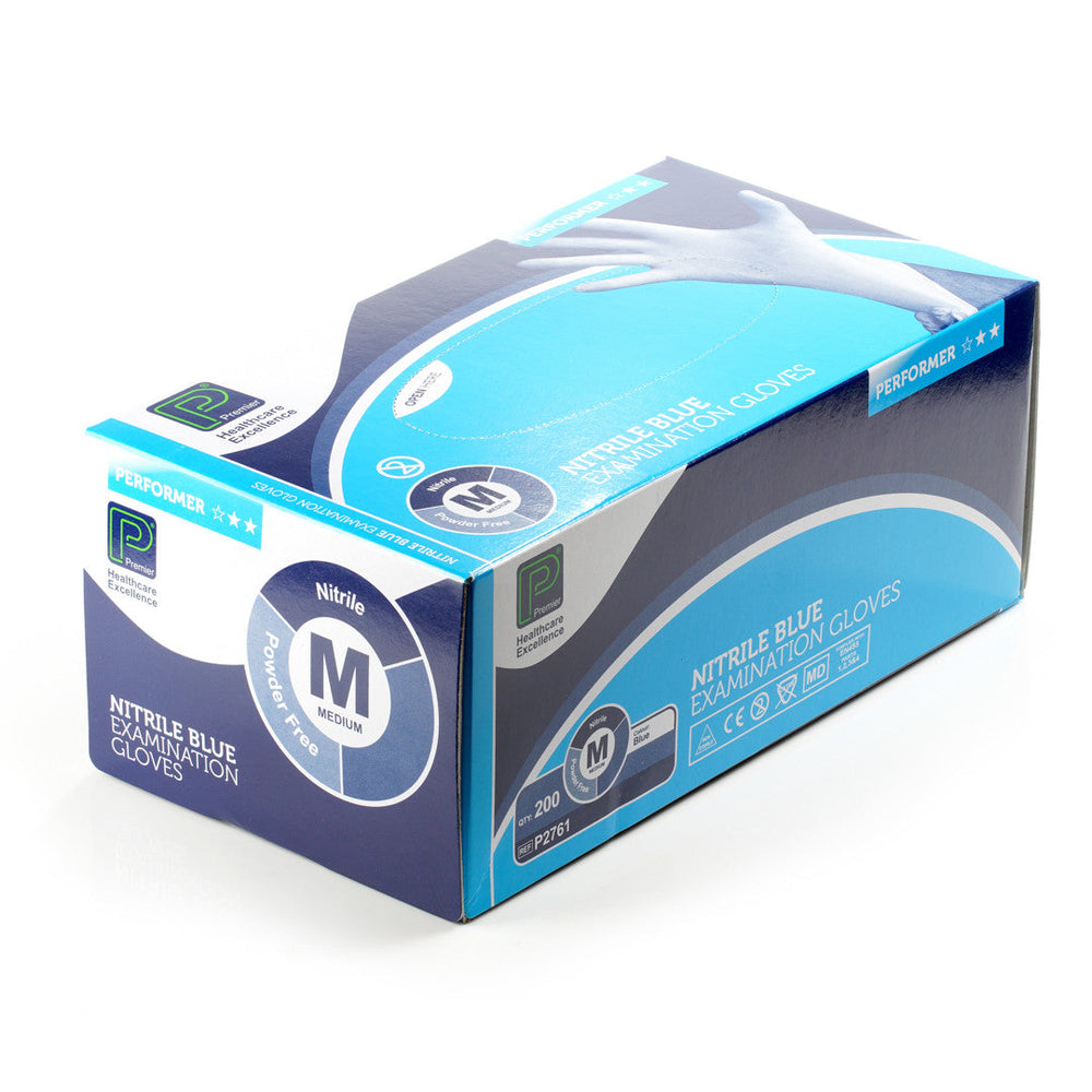 Healthcare Blue Nitrile Gloves Powder Free Box of 200