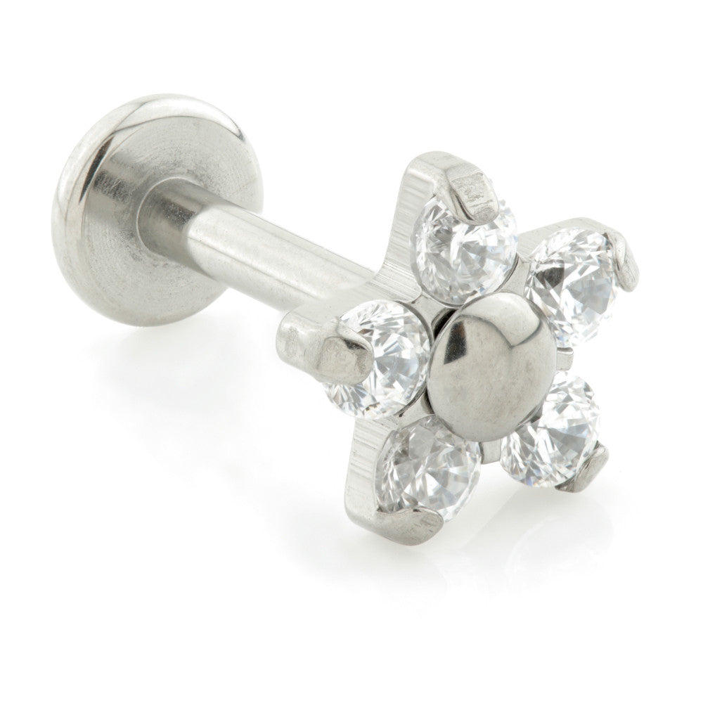 Internal Micro Labret with Ti Gem Flower - 5 Petal (1.2mm)