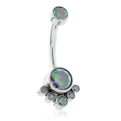 Internal Ti Double Jewelled Navel with 6 Gem Cluster