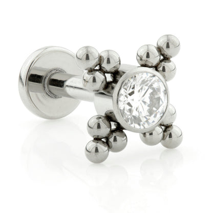 Ti Internal Labret with Gem 4 Triple Balls