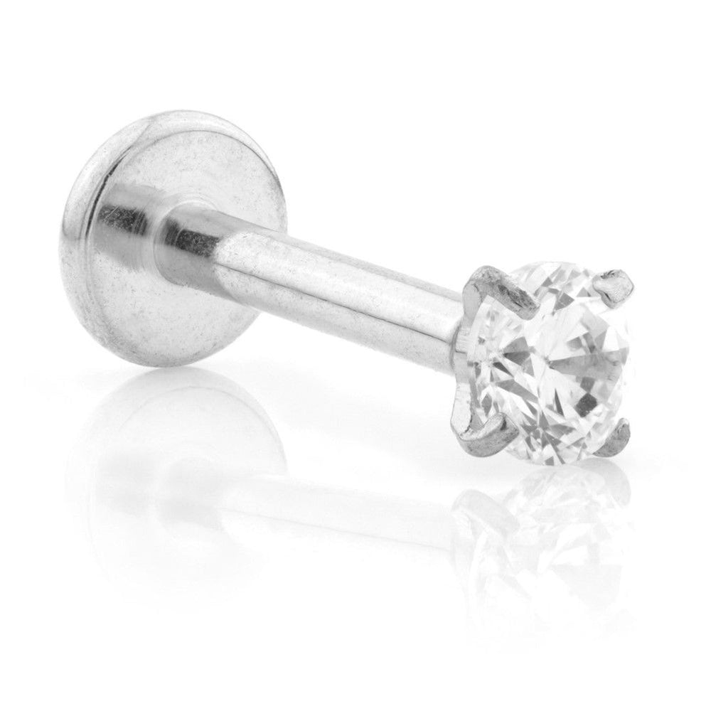 Internal Ti Micro Labret with Ti Prong Set Gem