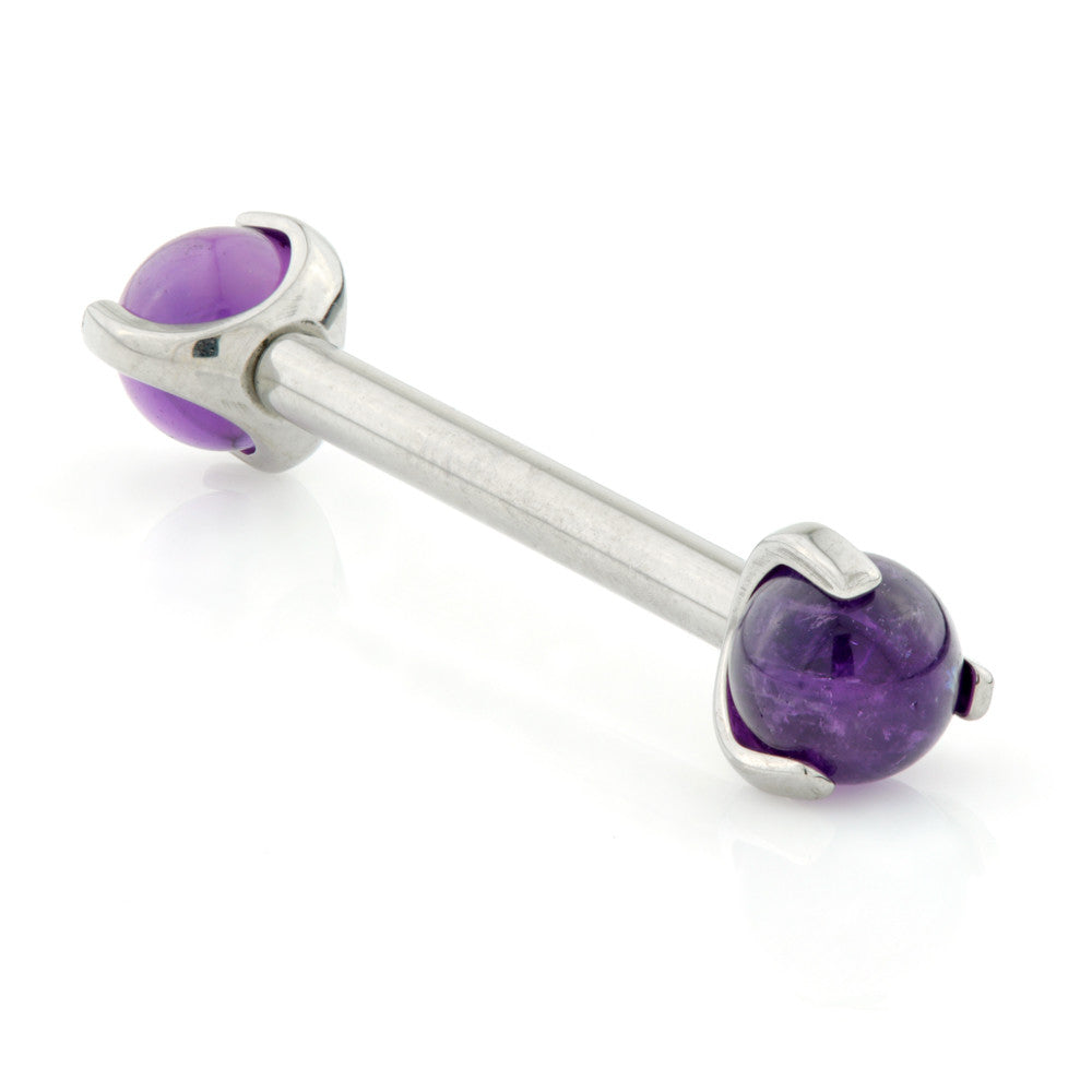 Internal Titanium Nipple Bar with Amethyst Stone