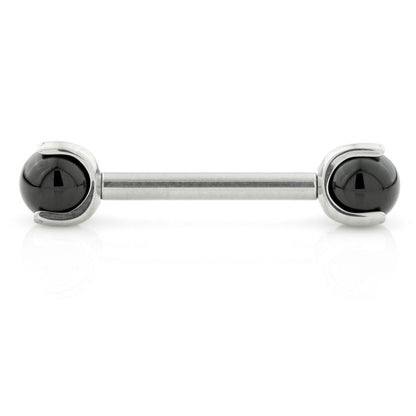 Internal Titanium Nipple Bar with Black Agate Stone