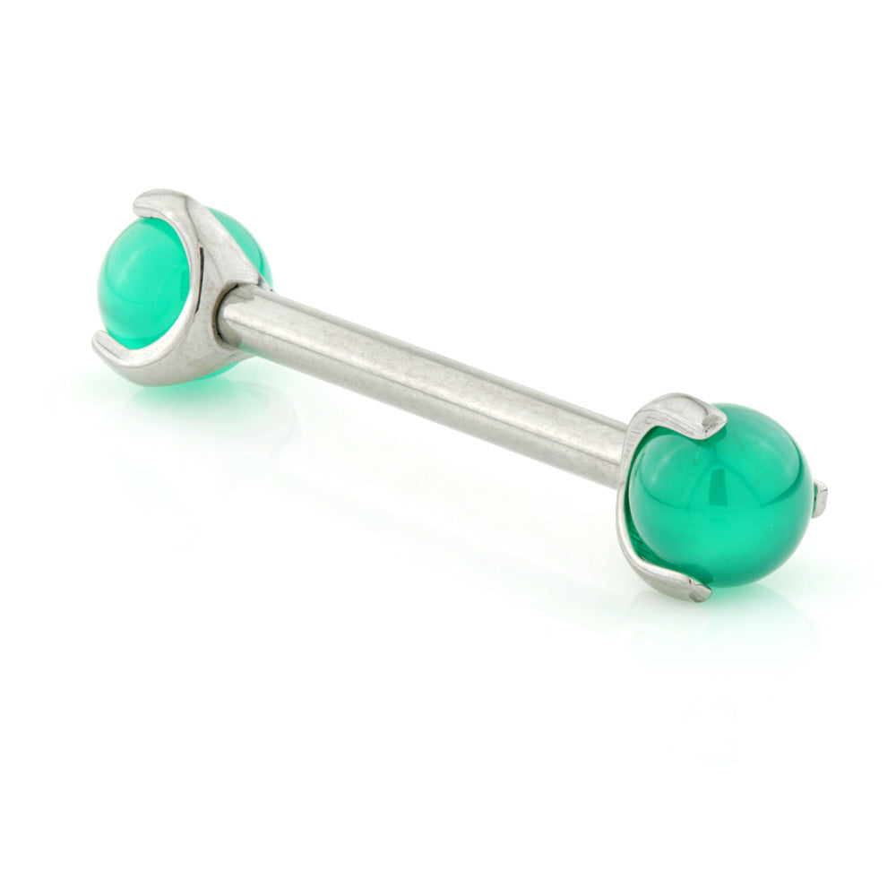 Internal Titanium Nipple Bar with Jade Stone