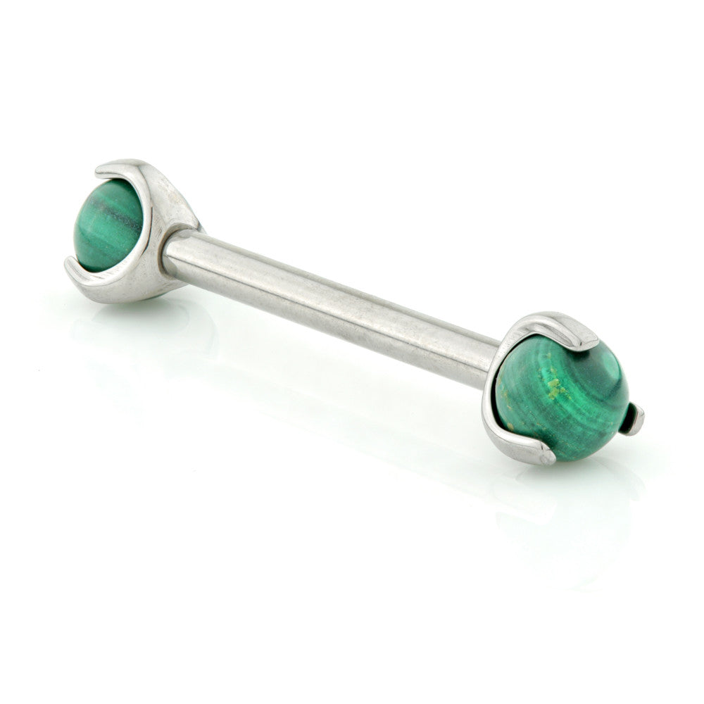 Internal Titanium Nipple Bar with Malachite Stone