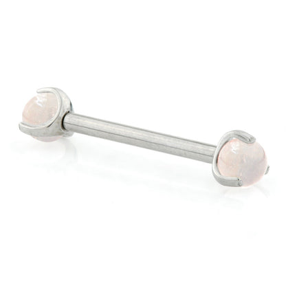 Internal Titanium Nipple Bar with Rose Quartz Stone