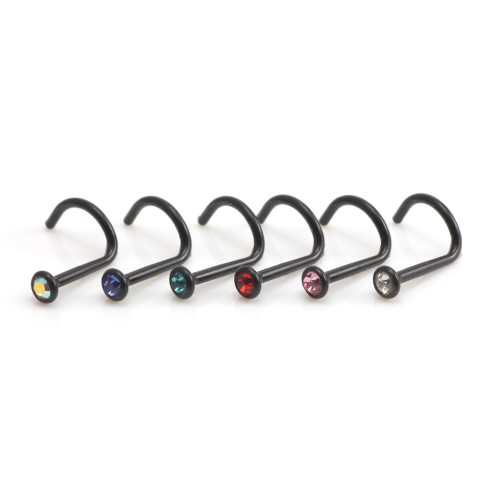 Jewelled Ball Bioplast Nose Stud - Black