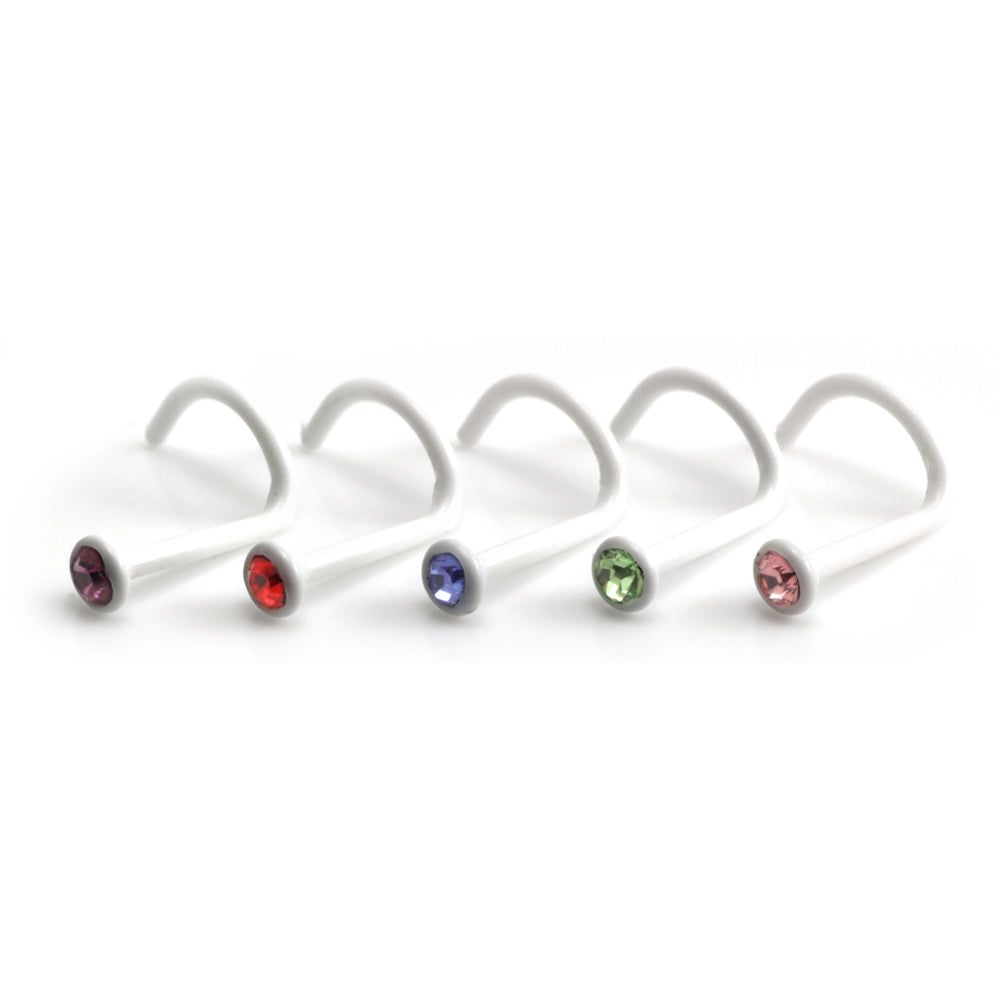 Jewelled Ball Bioplast Nose Stud - White