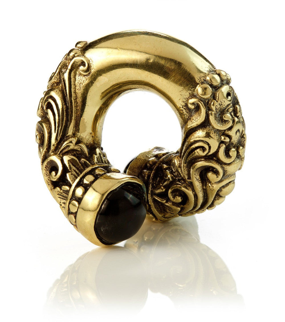 Mandala Jewellery - Black Opal Brass Ornate Ear Twist (Individual)