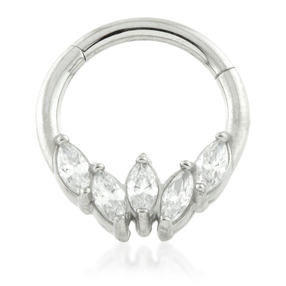 Micro Steel Hinged 5 Marquise Gem Ring