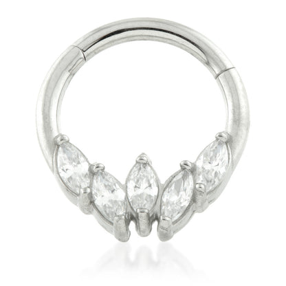 Micro Steel Hinged 5 Marquise Gem Ring