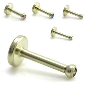 OLD SCHOOL Zircon PVD Gold Ti Micro Internal Gem Labret - ZIMTB16G