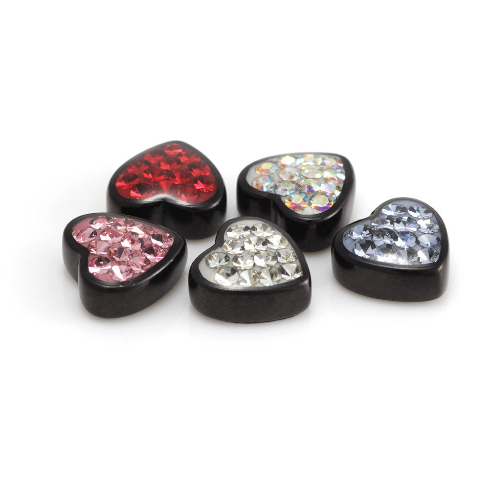 PVD Black Steel Gem Heart - Attachment Only
