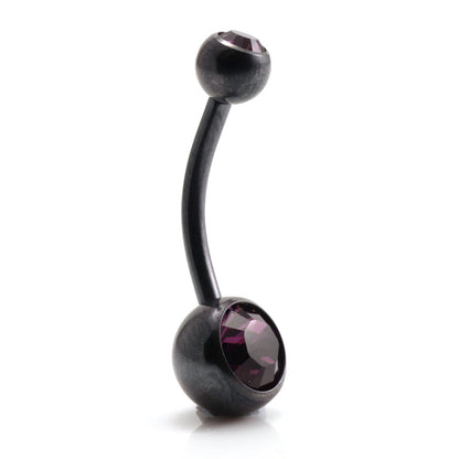 PVD Black Ti Double Jewelled Navel Bar