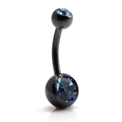 PVD Black Ti Double Jewelled Navel Bar