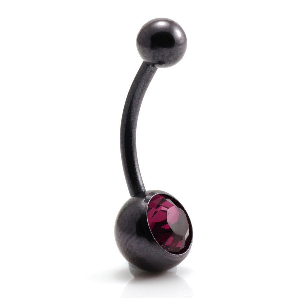 PVD Black Ti Single Jewelled Navel Bar