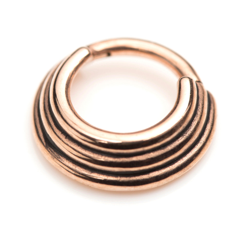 Rose Gold Antique Steel Graduated Hinged Band Ring