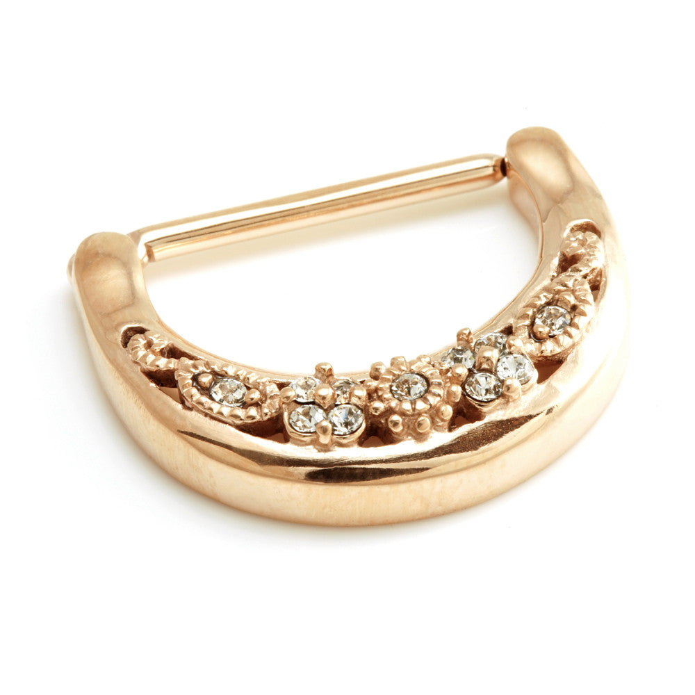 Rose Gold Cast Steel Filigree Gems Nipple Clicker