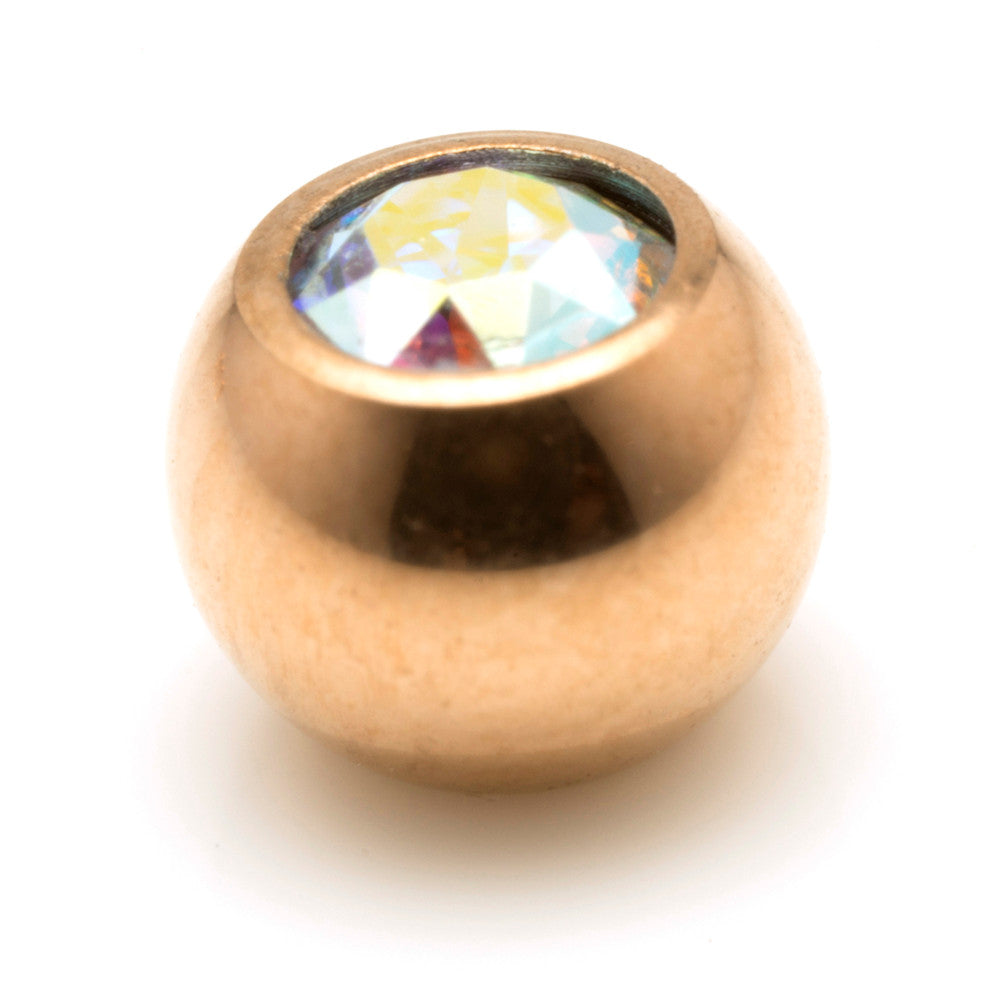 Rose Gold Ti PVD Gem Ball - External