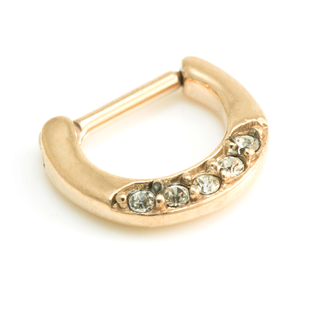 Rose Gold Steel 5 Gem Septum Ring