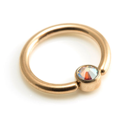 Rose Gold Titanium BCR with Gem Disk - 1.6mm
