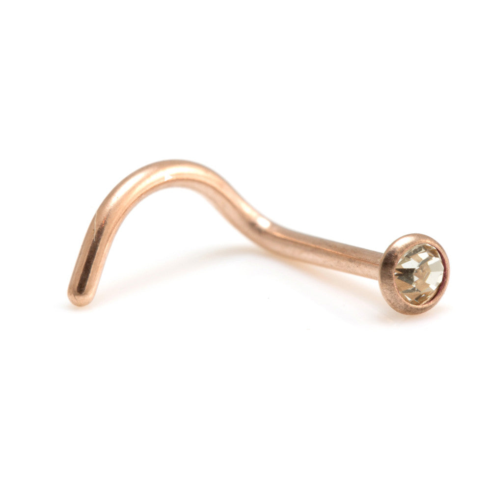 Rose Gold Titanium Gem Nose Stud