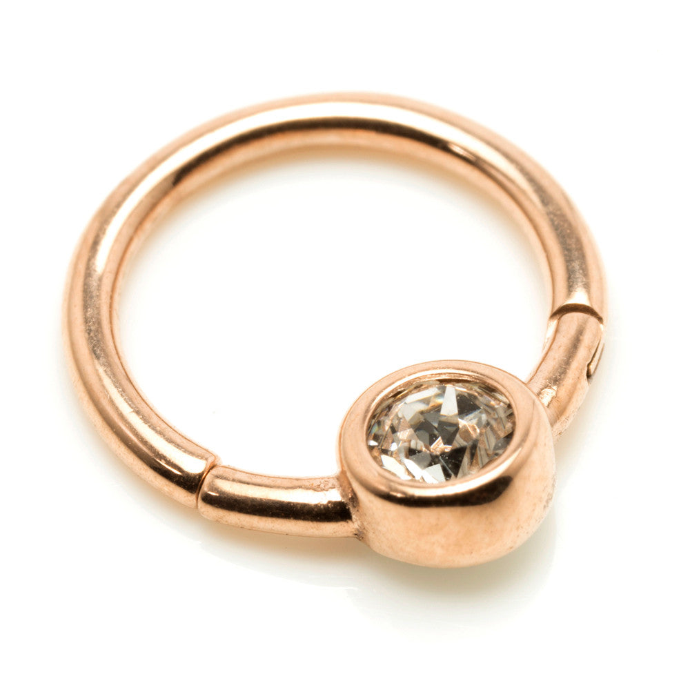 Rose Gold Steel Hinge Smiley Gem BCR Ring