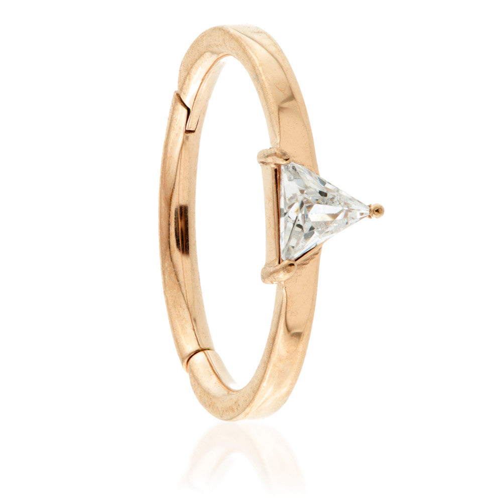 Rose Gold Steel Hinged Trillian Gem Conch Ring