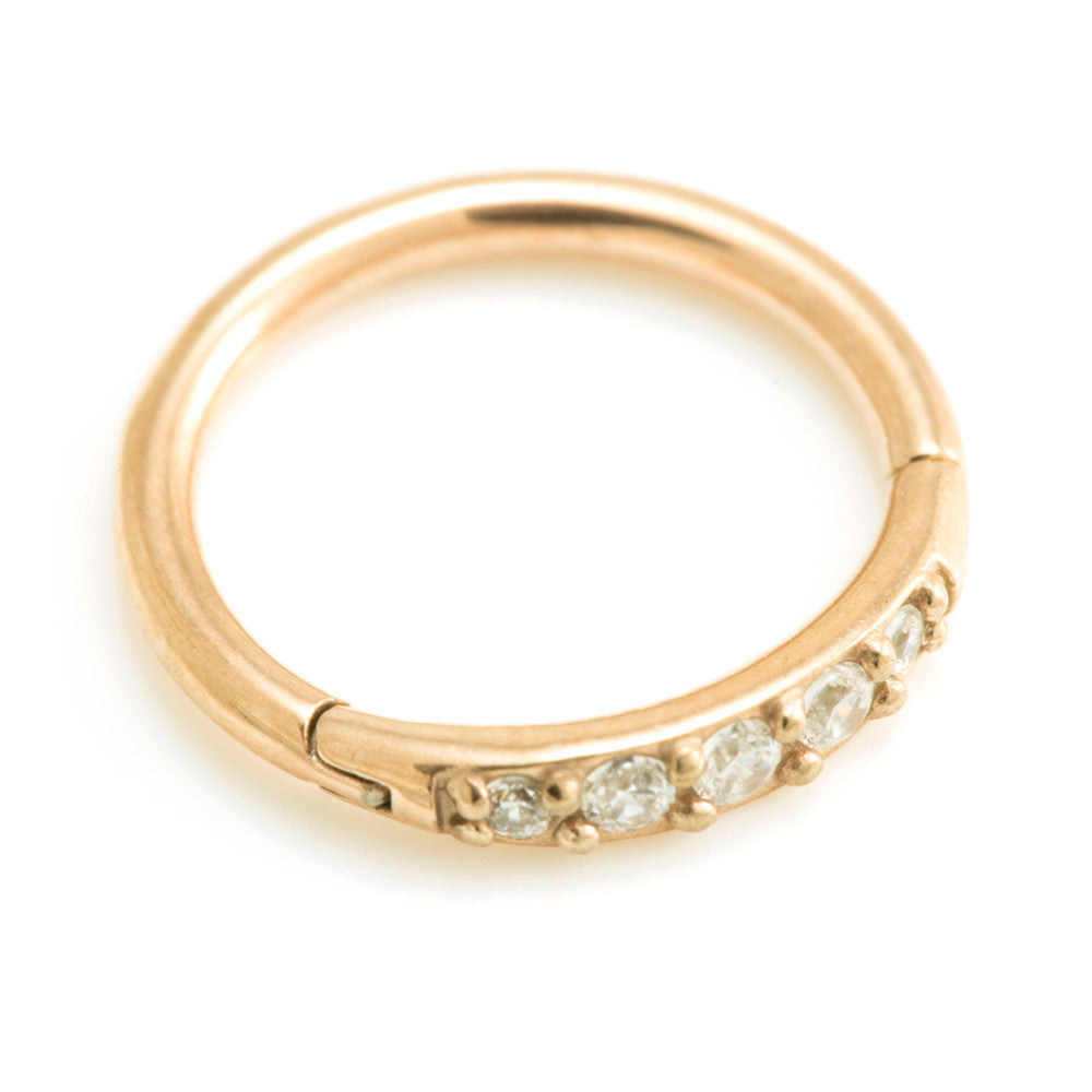 Rose Gold Steel Side Gem Hinged Ring