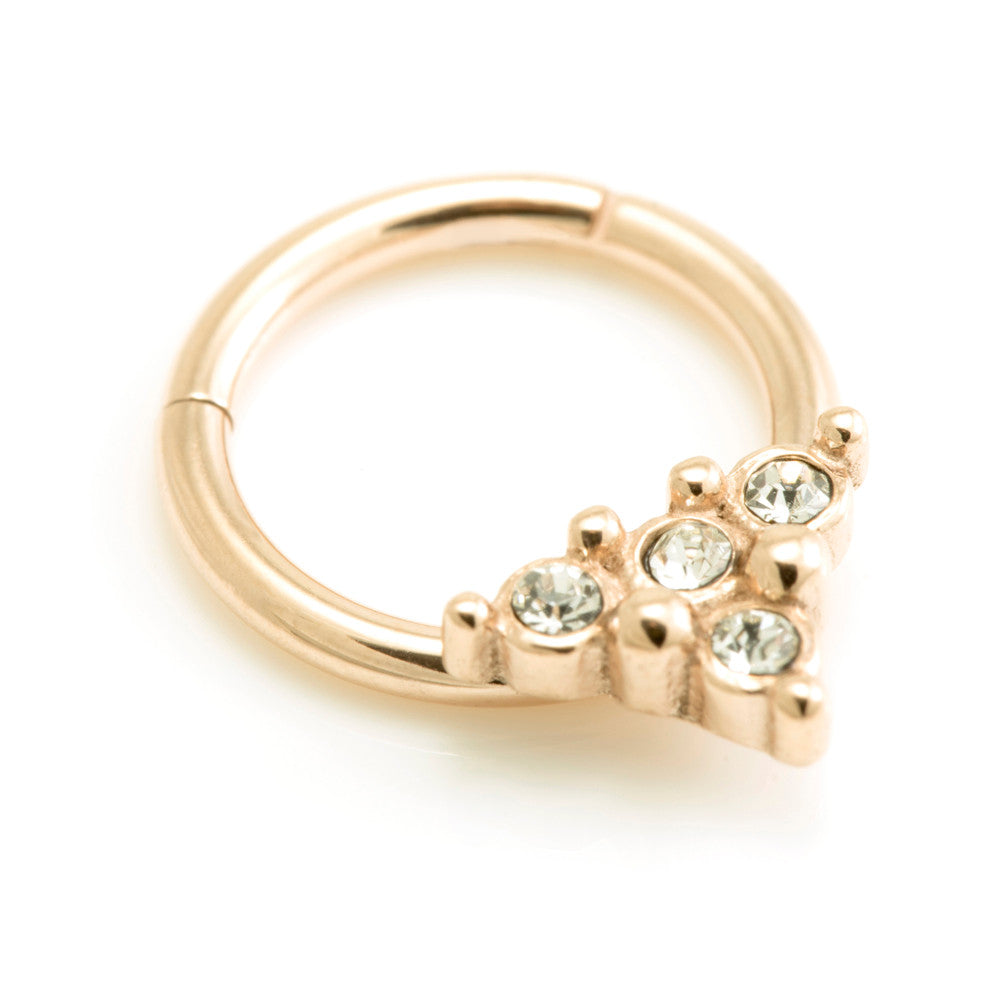 Rose Gold Steel Trinity Gems Hinged Ring