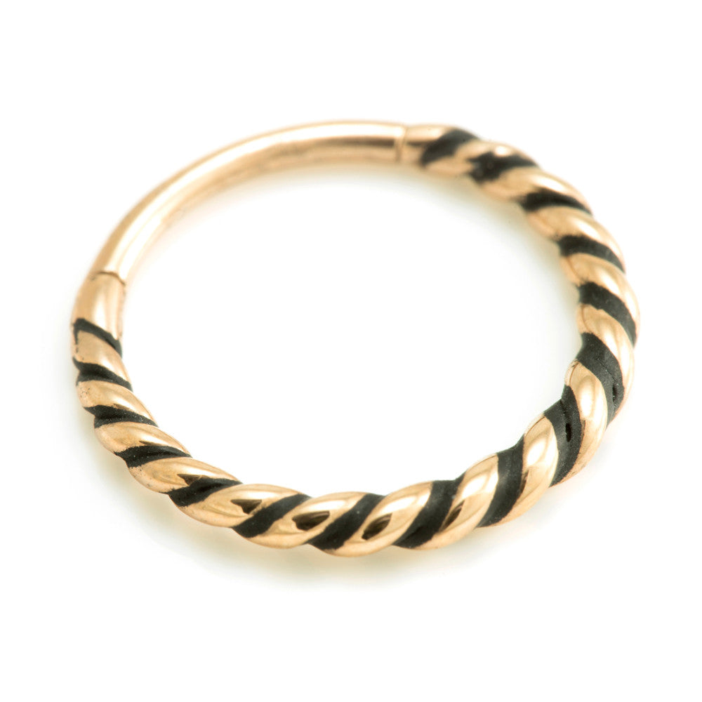 Rose Gold Steel Twisted Hinge Conch or Nipple Ring