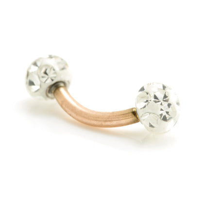 Rose Gold Ti Internal Micro Banana with Multi Gem Resin Balls 1.2mm