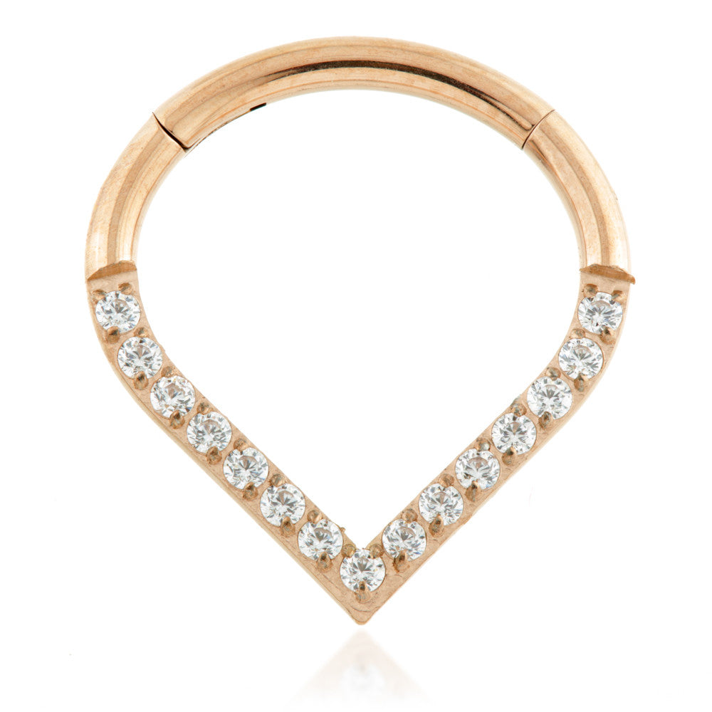 Rose Gold Ti Pave Gem Wishbone Hinged Ring