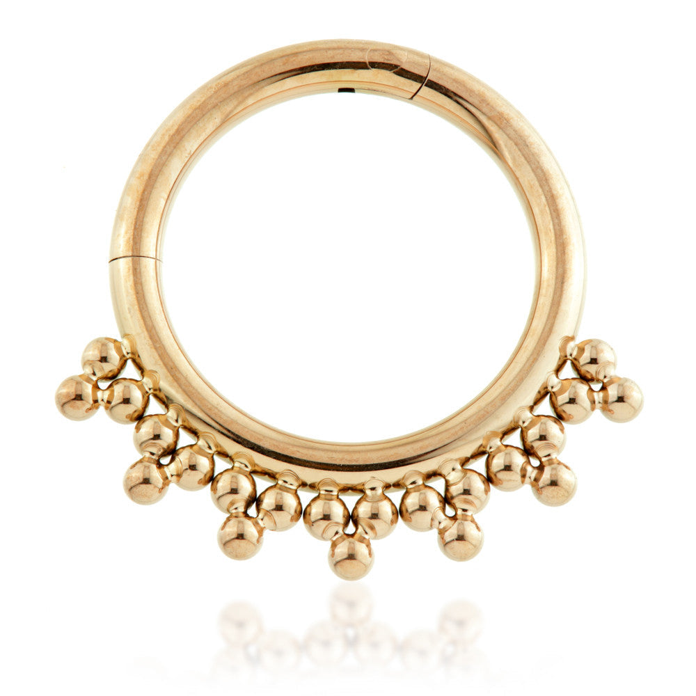 Rose Gold Ti Tribal Bead Cluster Hinged Segment Ring