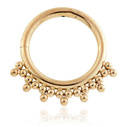 Rose Gold Ti Tribal Bead Cluster Hinged Segment Ring