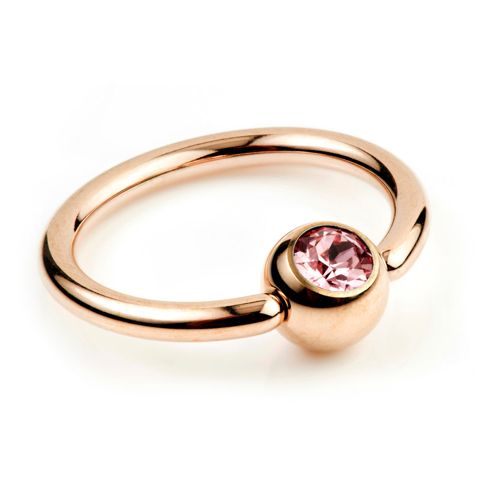 Rose Gold Titanium BCR with Gem Ball - 1.6mm