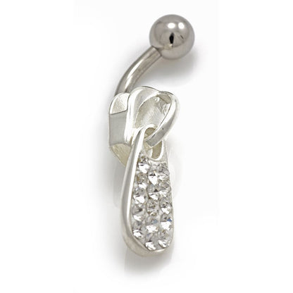 SALE - Silver External Gem Zip Belly Bar
