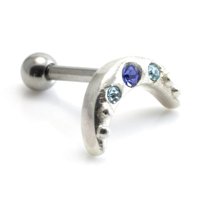Silver Gem Crescent Steel Microbar