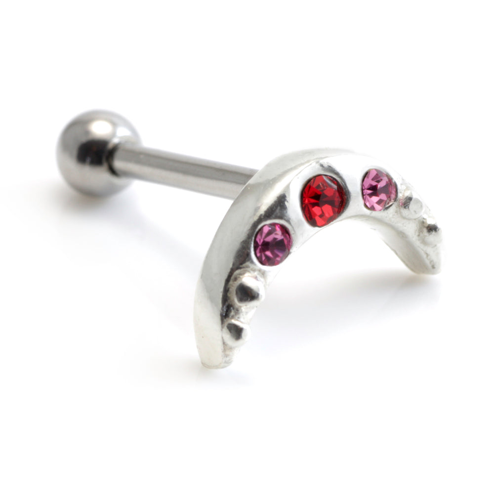 Silver Gem Crescent Steel Microbar