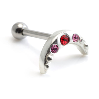 Silver Gem Crescent Steel Microbar