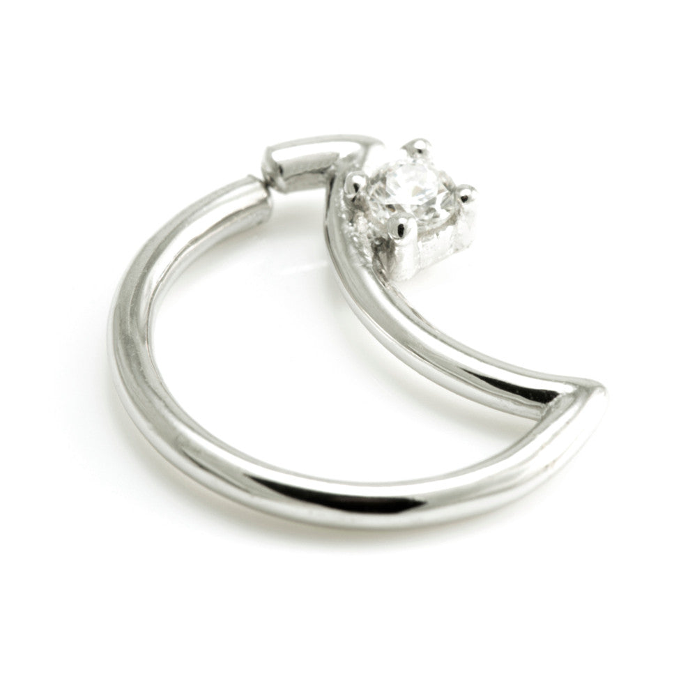 Silver Gem Moon Ring