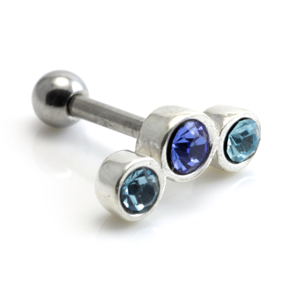 Silver Triple Gem Steel Microbar