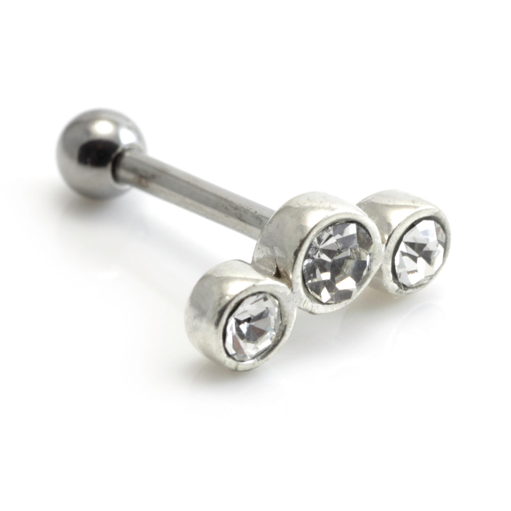 Silver Triple Gem Steel Microbar