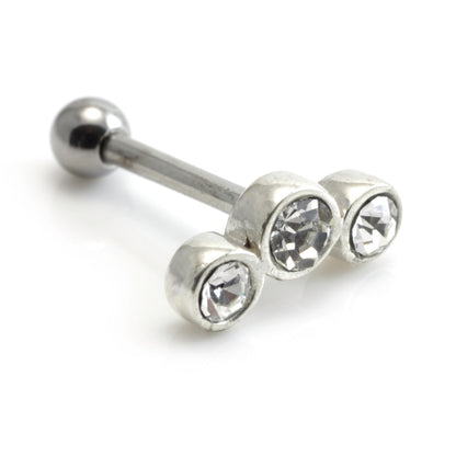Silver Triple Gem Steel Microbar