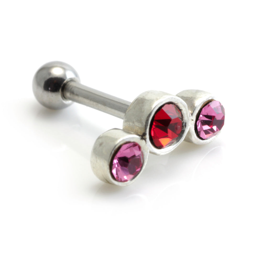 Silver Triple Gem Steel Microbar
