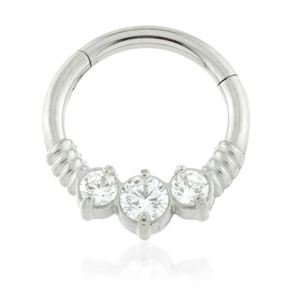 Steel 3 Gems Hinged Micro Ring