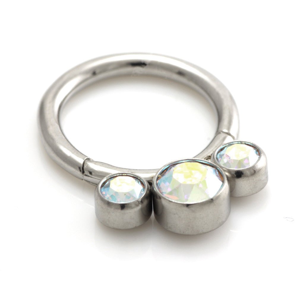 Steel 3 Graduated Jewel Hinged Segment Ring